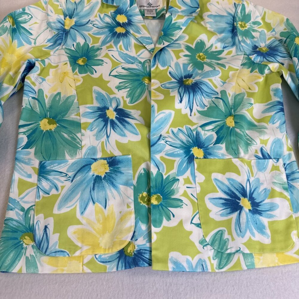 Erin‎ London Jacket Womens Med Multicolor Floral Open Front Blazer - Picture 3 of 10